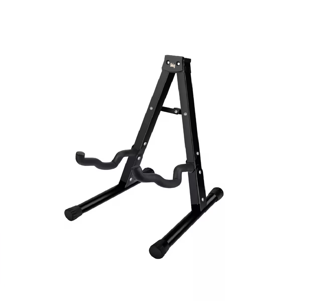 Base Soporte Para Guitarra O Bajo Metálico Belug Transporte Fácil Negro
