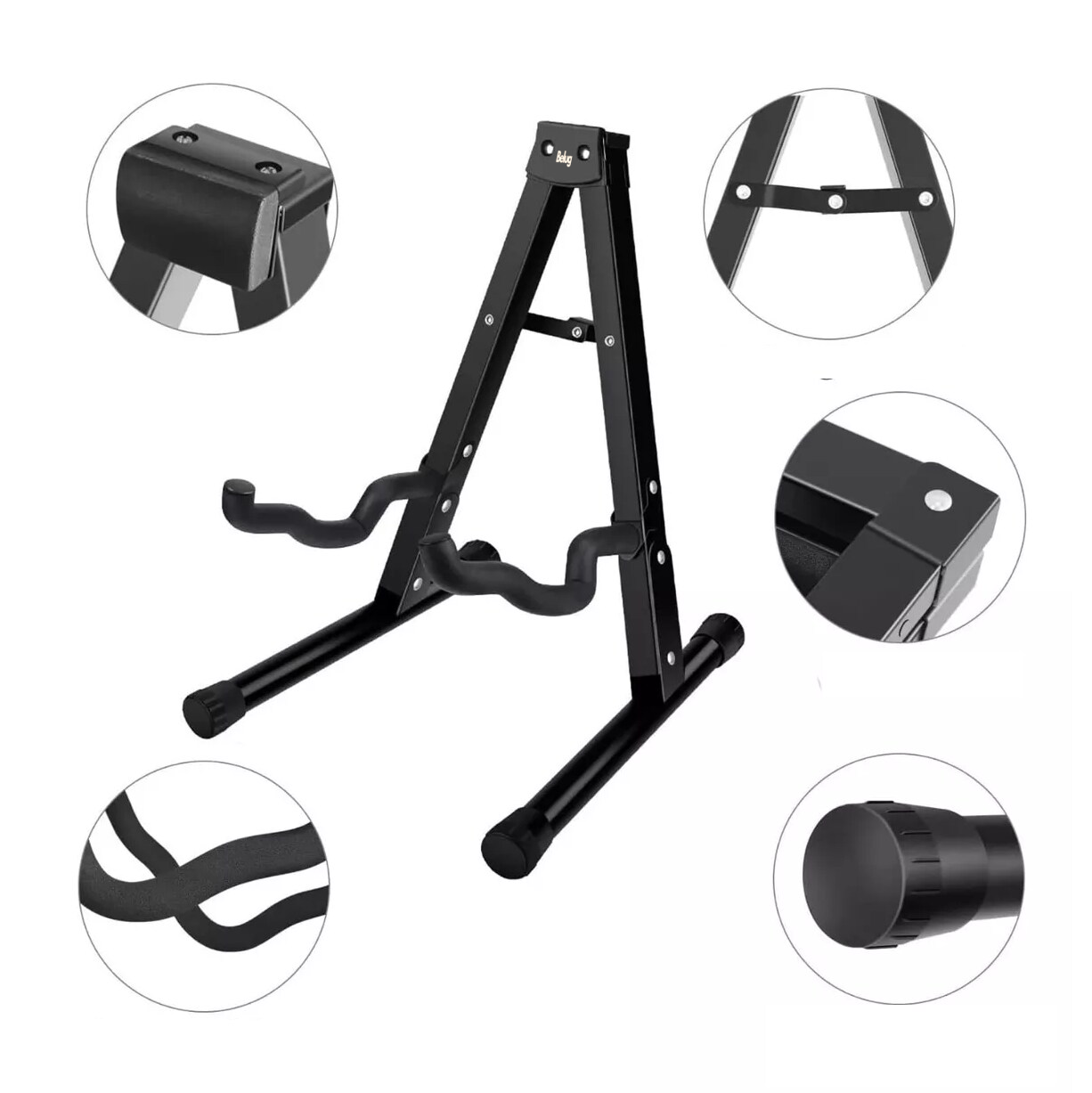 Foto 3 pulgar | Base Soporte Para Guitarra O Bajo Metálico Belug Transporte Fácil Negro