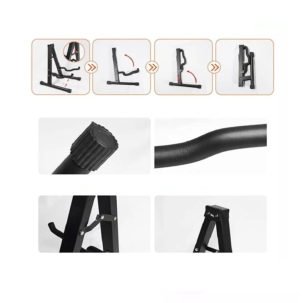 Foto 5 pulgar | Base Soporte Para Guitarra O Bajo Metálico Belug Transporte Fácil Negro