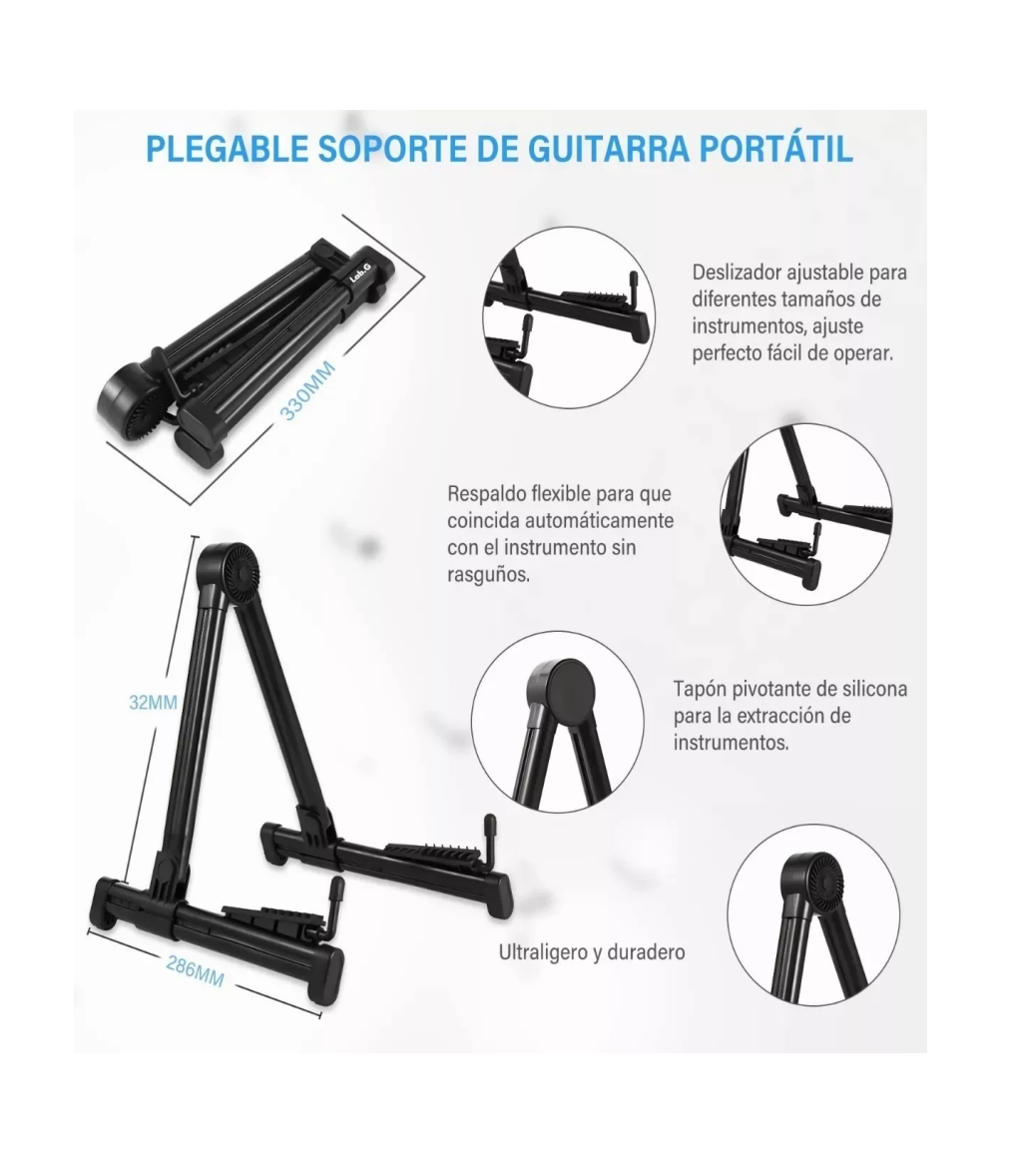 Foto 4 pulgar | Soporte De Guitarra Plegable Universal Con Marco A Portátil Negro