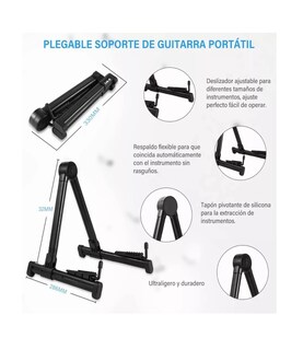 Foto 3 | Soporte De Guitarra Plegable Universal Con Marco A Portátil Negro