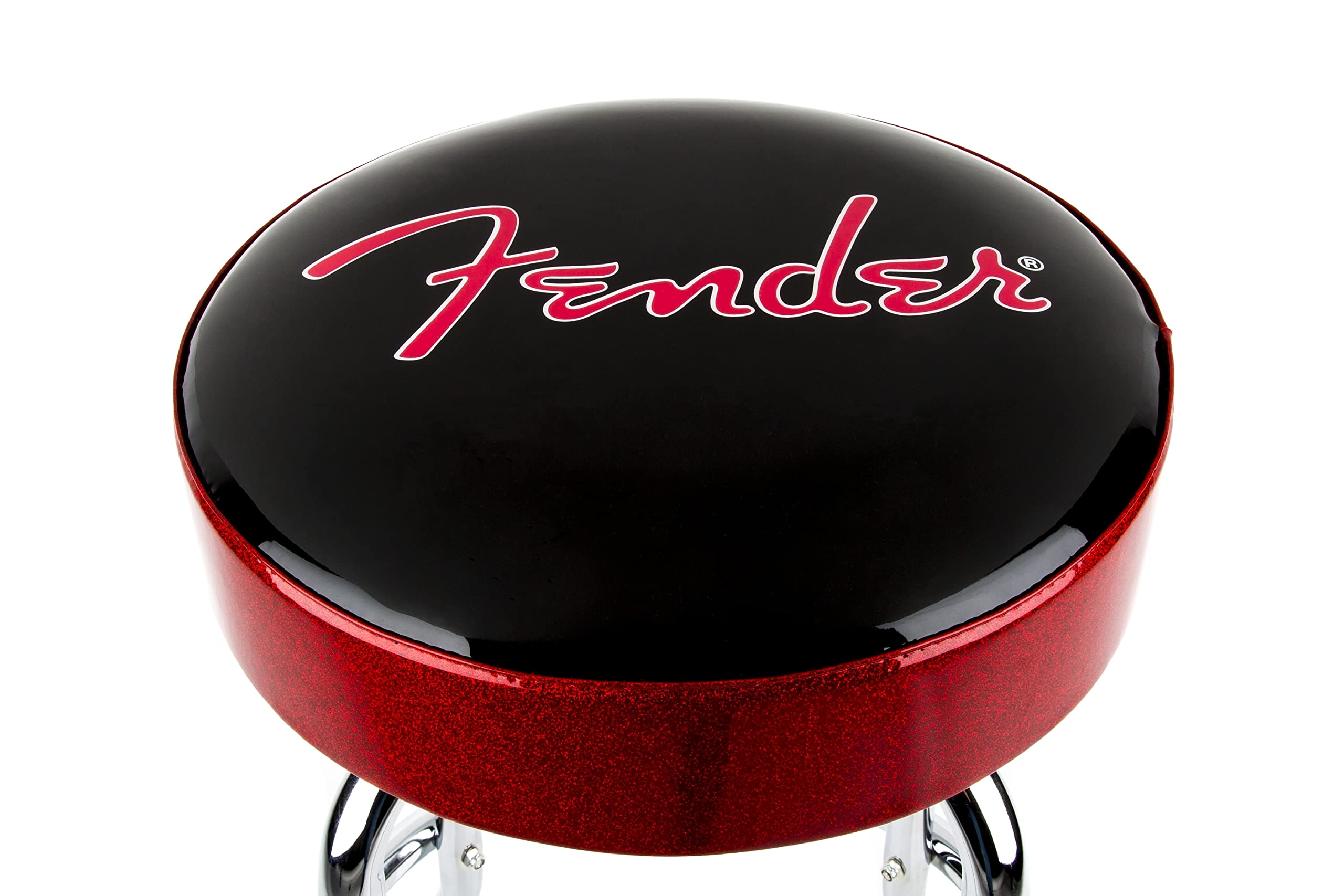 Foto 5 pulgar | Taburete De Bar Fender Red Sparkle Con El Logotipo Giratorio De 24 Pulgadas, Negro/negro - Venta Internacional.