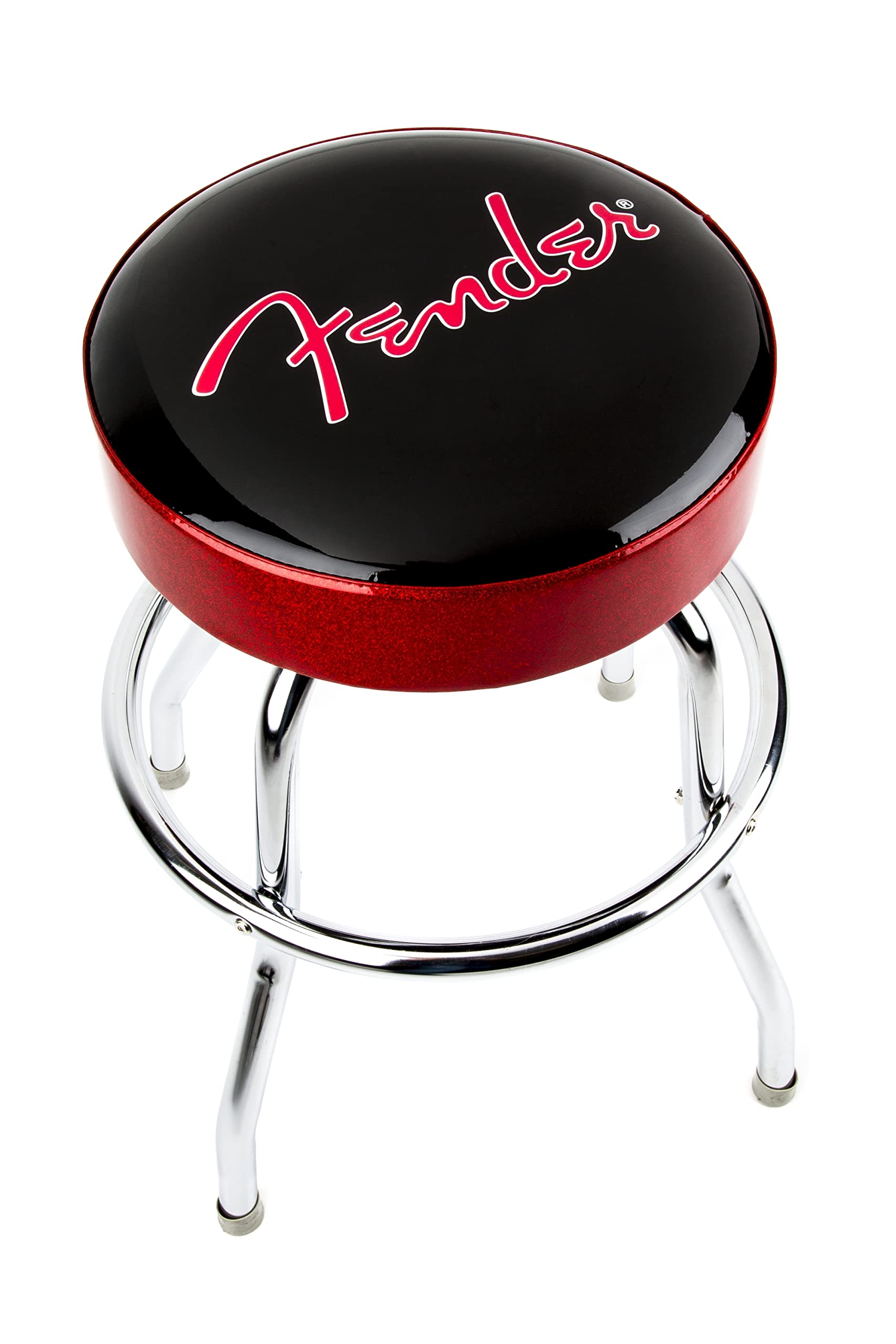 Foto 6 pulgar | Taburete De Bar Fender Red Sparkle Con El Logotipo Giratorio De 24 Pulgadas, Negro/negro - Venta Internacional.