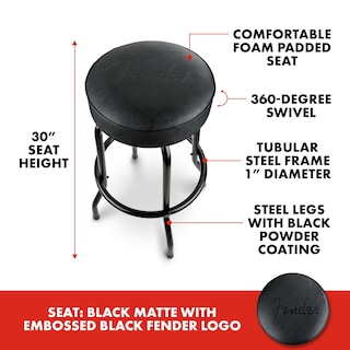Foto 3 | Taburete De Bar Fender Con Logotipo Negro Estampado, Giratorio, 30 Cm, Negro/negro - Venta Internacional.