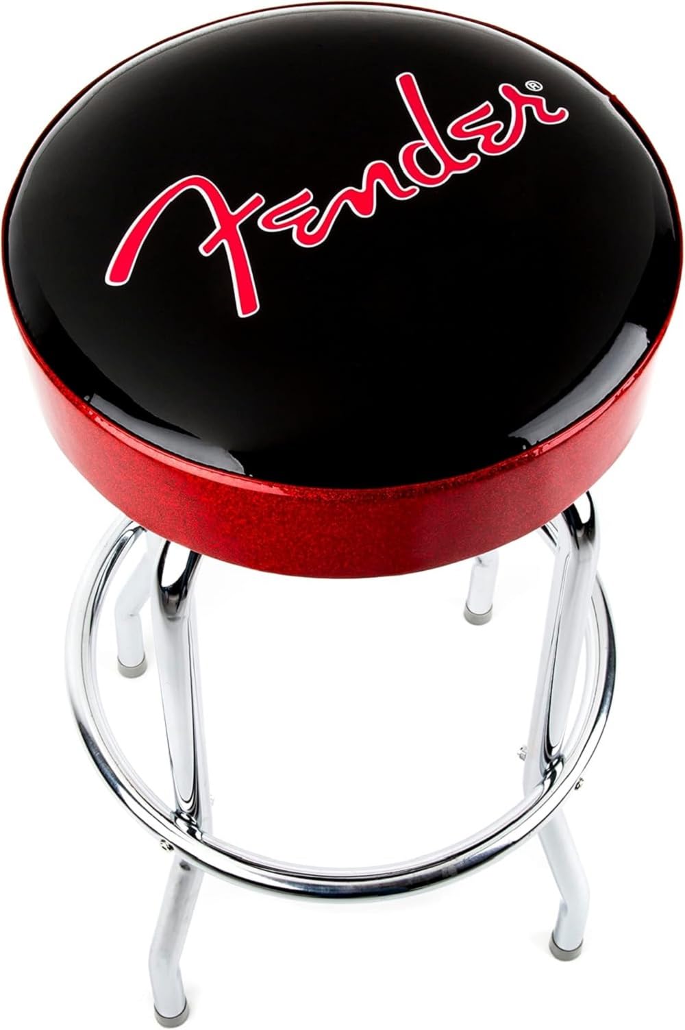 Taburete De Bar Fender Red Sparkle Logo Giratorio Negro 30 Cm - Venta Internacional.