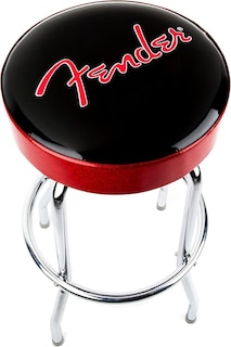 Foto 1 | Taburete De Bar Fender Red Sparkle Logo Giratorio Negro 30 Cm - Venta Internacional.