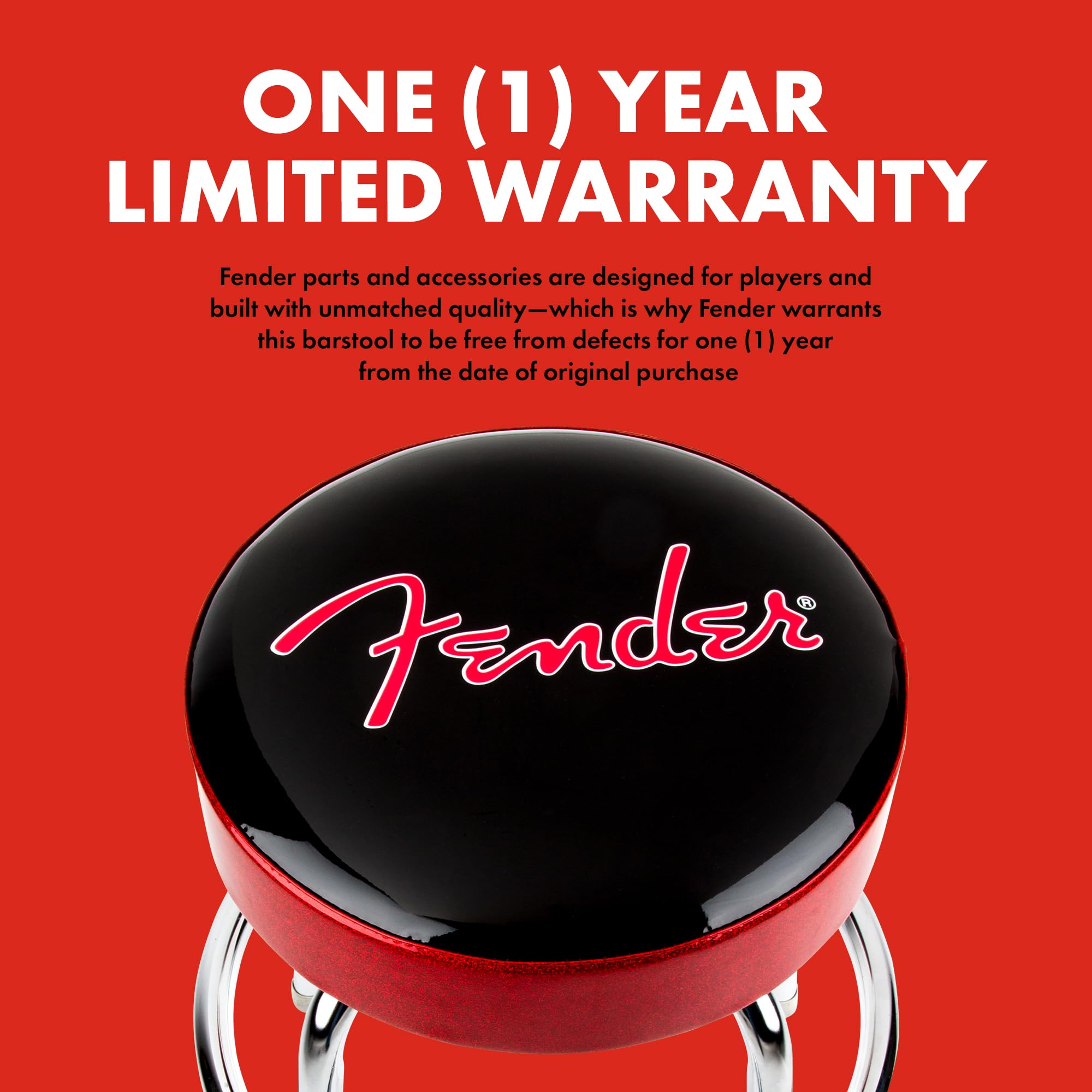 Foto 7 pulgar | Taburete De Bar Fender Red Sparkle Logo Giratorio Negro 30 Cm - Venta Internacional.