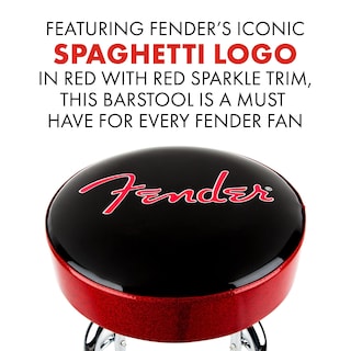 Foto 7 | Taburete De Bar Fender Red Sparkle Logo Giratorio Negro 30 Cm - Venta Internacional.