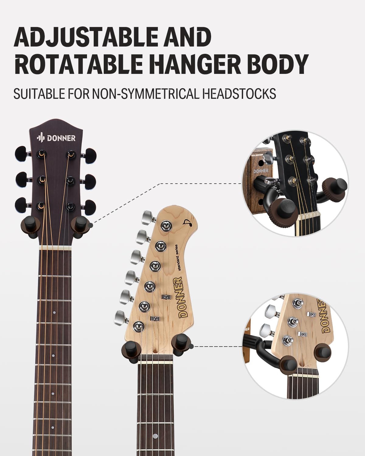 Foto 4 pulgar | Soporte De Pared Para Guitarra Donner, Paquete De 3 Unidades, Color Nogal Negro - Venta Internacional.