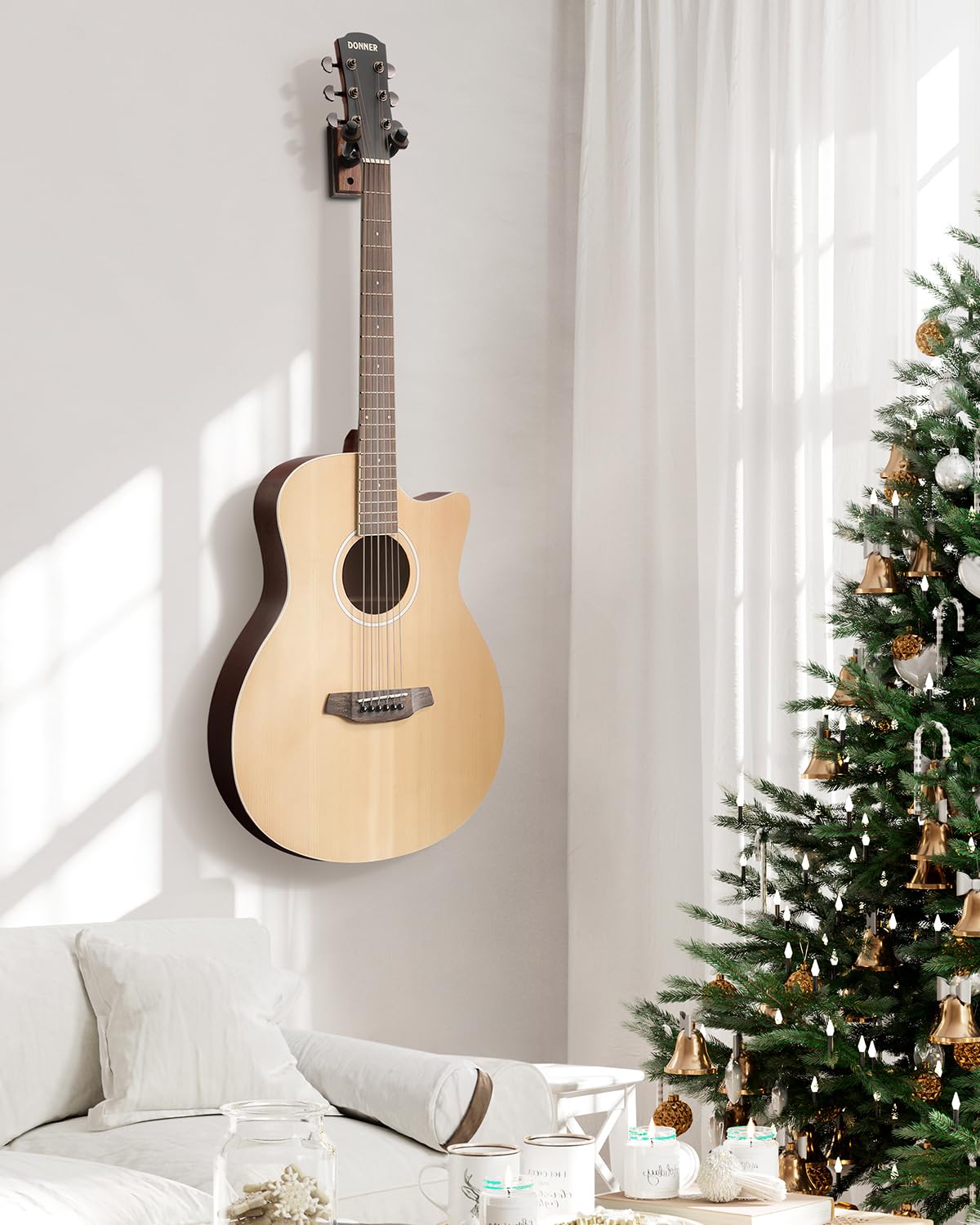Foto 6 | Soporte De Pared Para Guitarra Donner, Paquete De 3 Unidades, Color Nogal Negro - Venta Internacional.