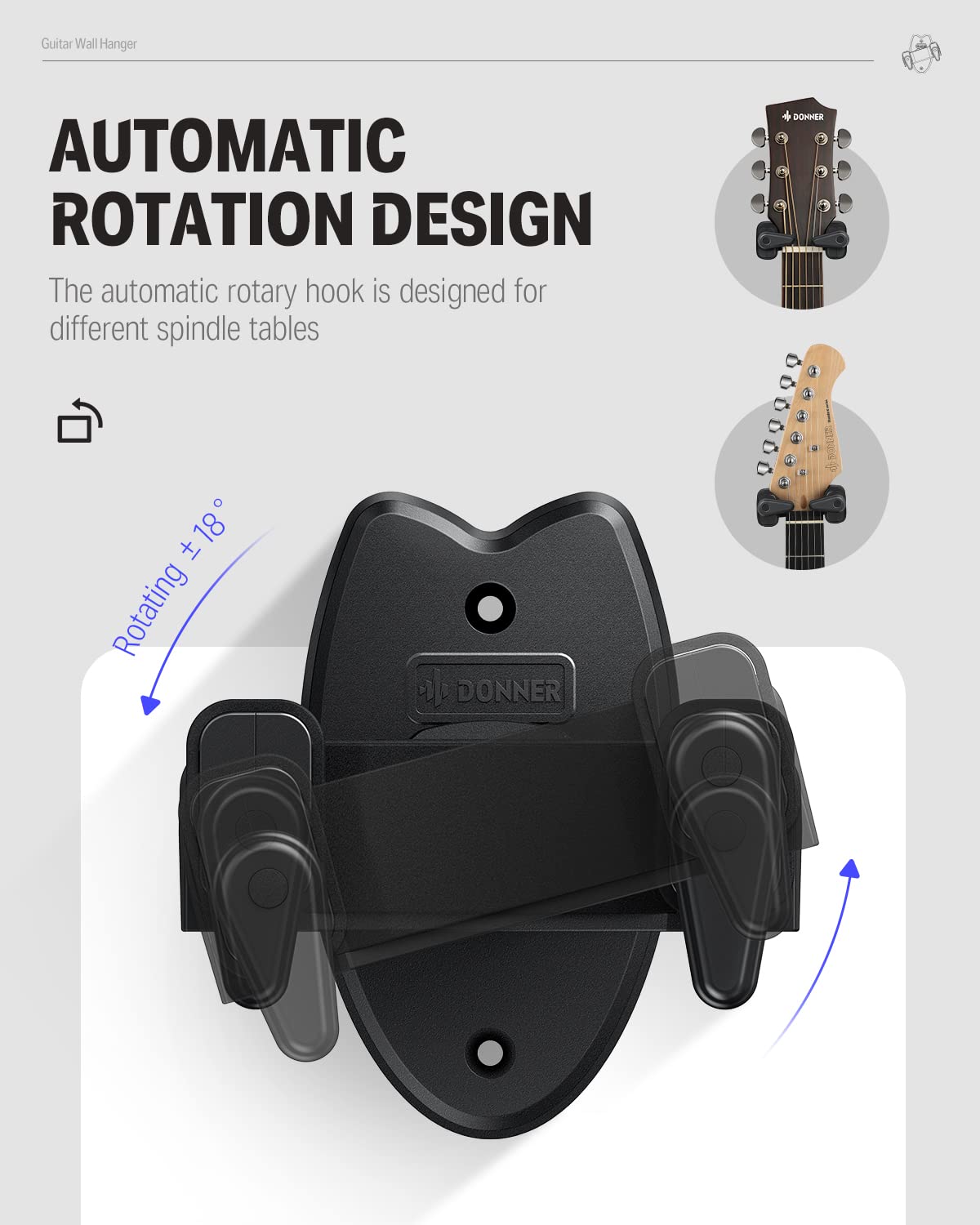 Foto 3 pulgar | Soporte De Pared Para Guitarra, Paquete De 2 Unidades, Donner Auto Lock, Color Negro - Venta Internacional.