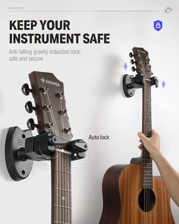 Foto 3 | Soporte De Pared Para Guitarra, Paquete De 2 Unidades, Donner Auto Lock, Color Negro - Venta Internacional.