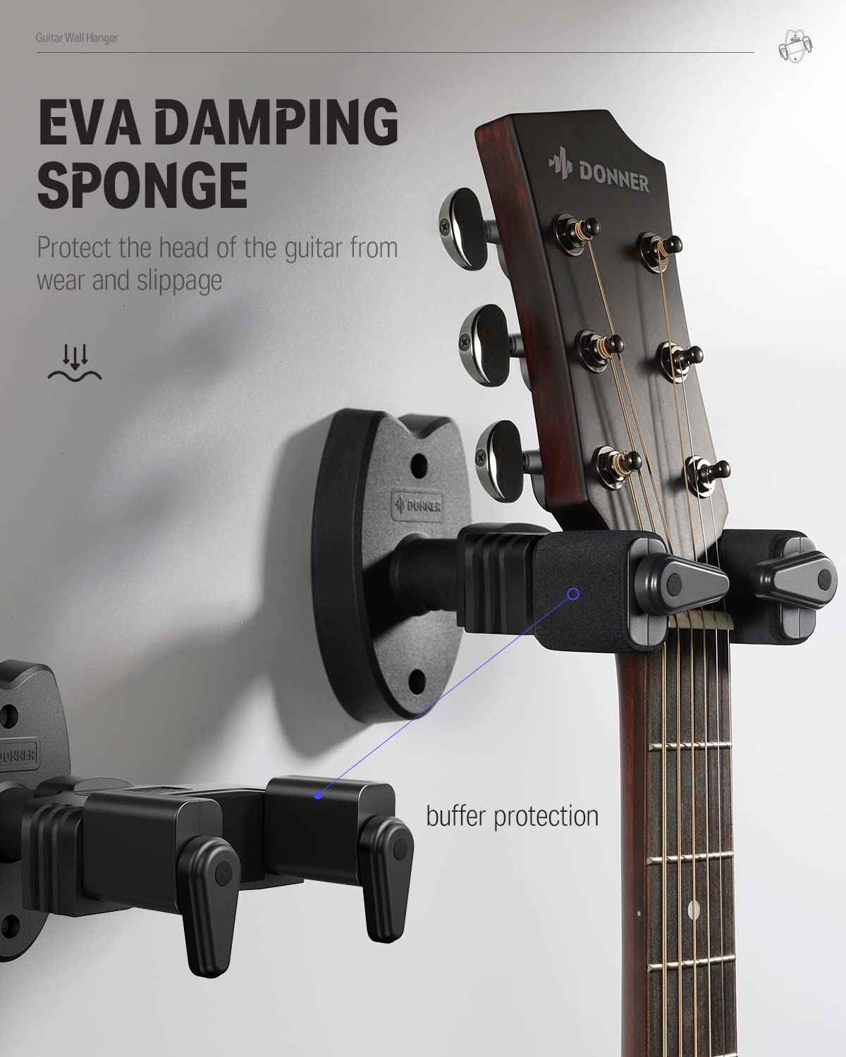 Foto 5 pulgar | Soporte De Pared Para Guitarra, Paquete De 2 Unidades, Donner Auto Lock, Color Negro - Venta Internacional.