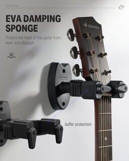 Foto 4 | Soporte De Pared Para Guitarra, Paquete De 2 Unidades, Donner Auto Lock, Color Negro - Venta Internacional.
