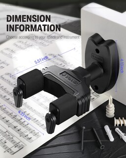 Foto 5 | Soporte De Pared Para Guitarra, Paquete De 2 Unidades, Donner Auto Lock, Color Negro - Venta Internacional.