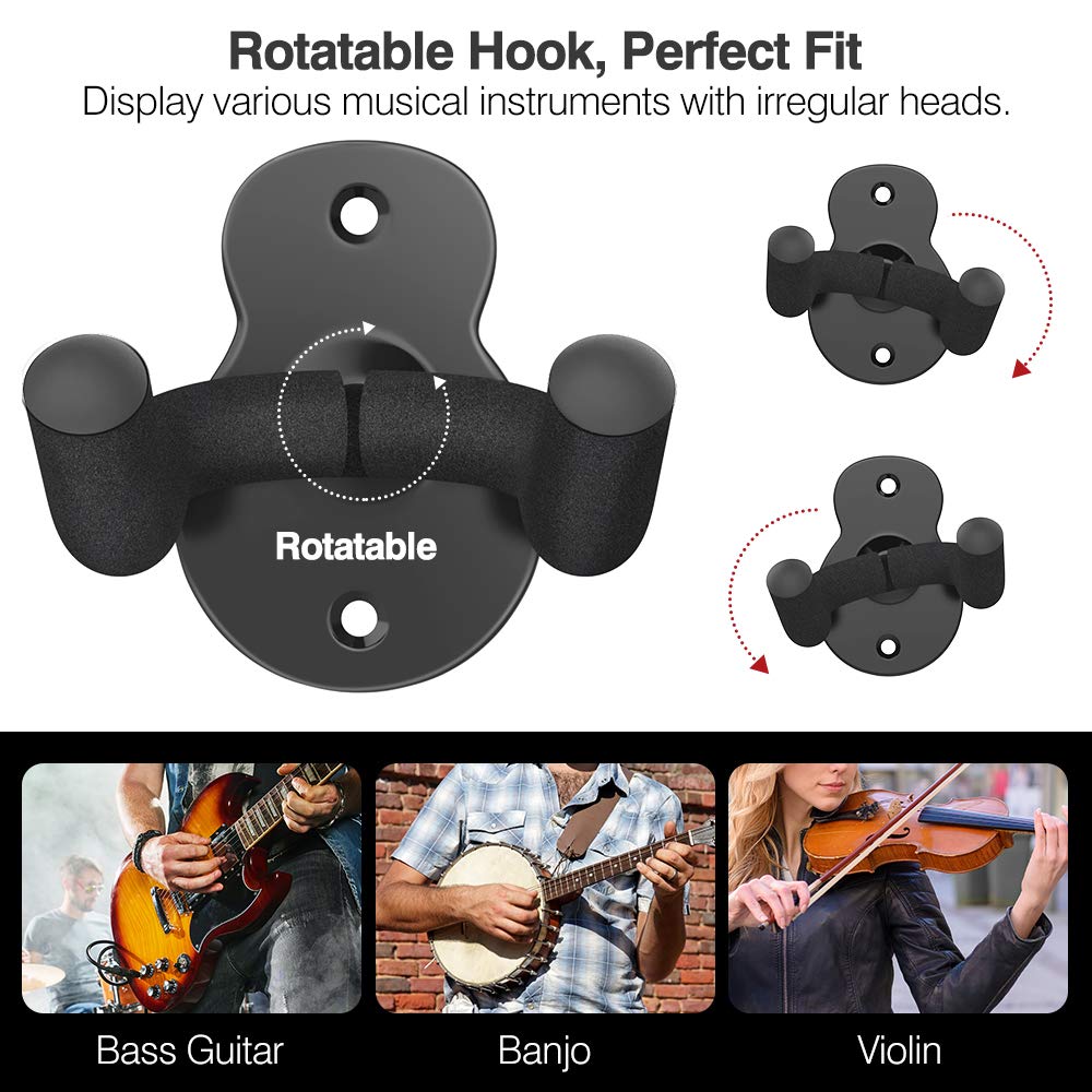 Foto 5 pulgar | Soporte De Pared Para Guitarra Moko, 3 Unidades, Para Bajo Eléctrico, Color Negro - Venta Internacional.