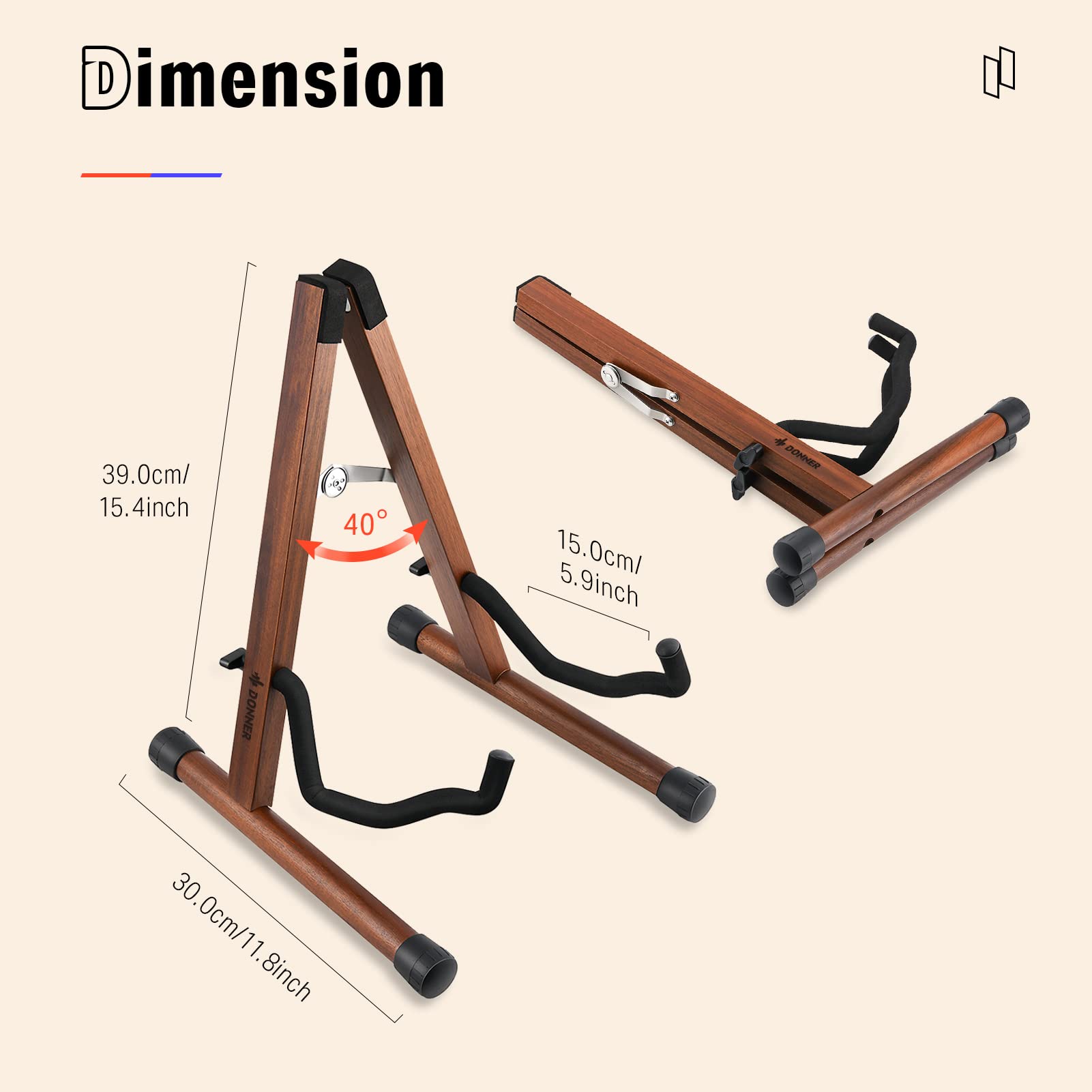 Foto 7 pulgar | Soporte De Guitarra Eléctrico Acústico De Madera Donner Ds-3 Con Marco En A - Venta Internacional.