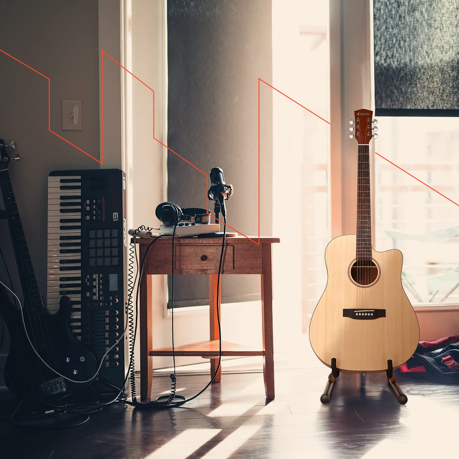 Foto 7 | Soporte De Guitarra Eléctrico Acústico De Madera Donner Ds-3 Con Marco En A - Venta Internacional.