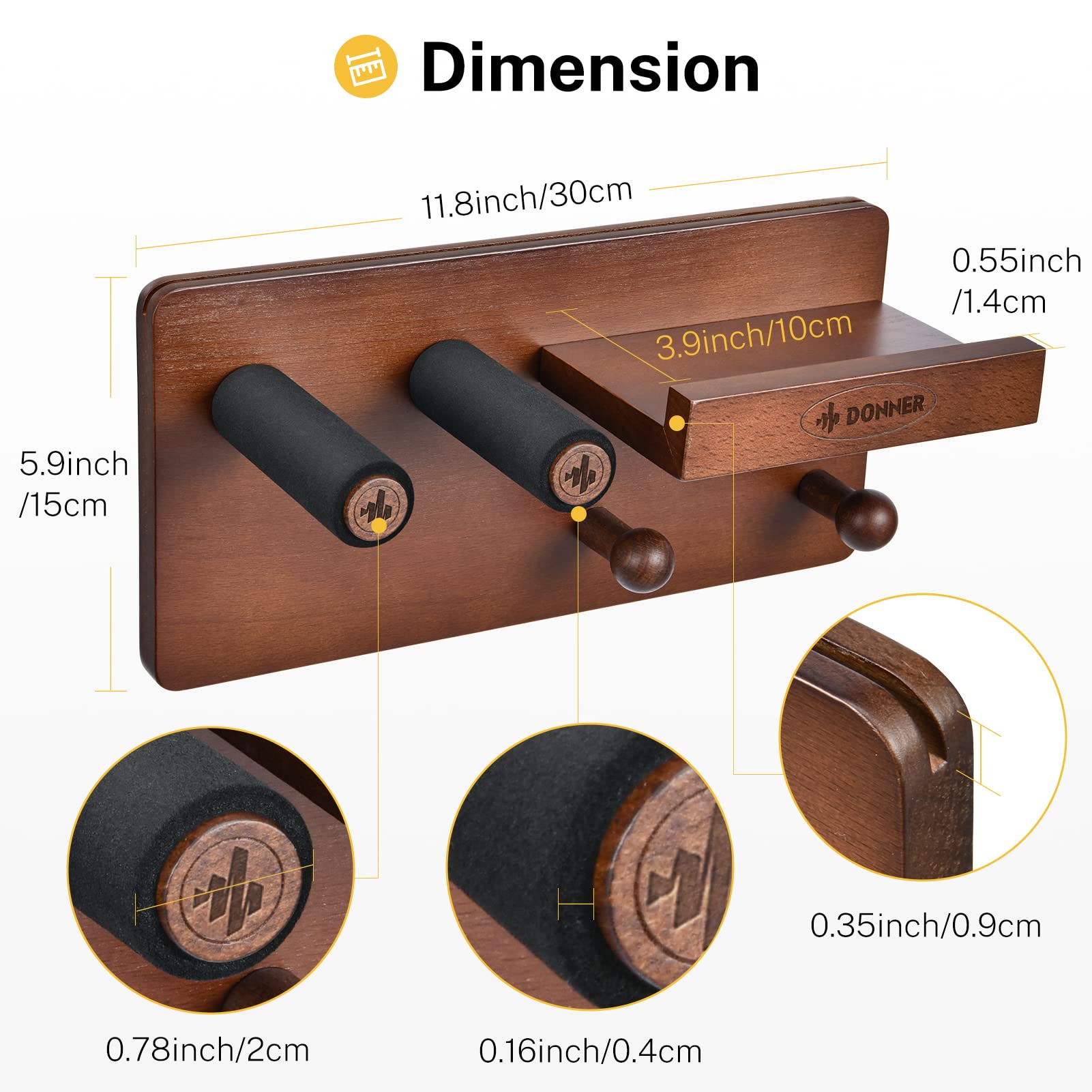 Foto 2 | Soporte De Pared Para Guitarra Donner Con Almacenamiento Para Guitarra - Venta Internacional.