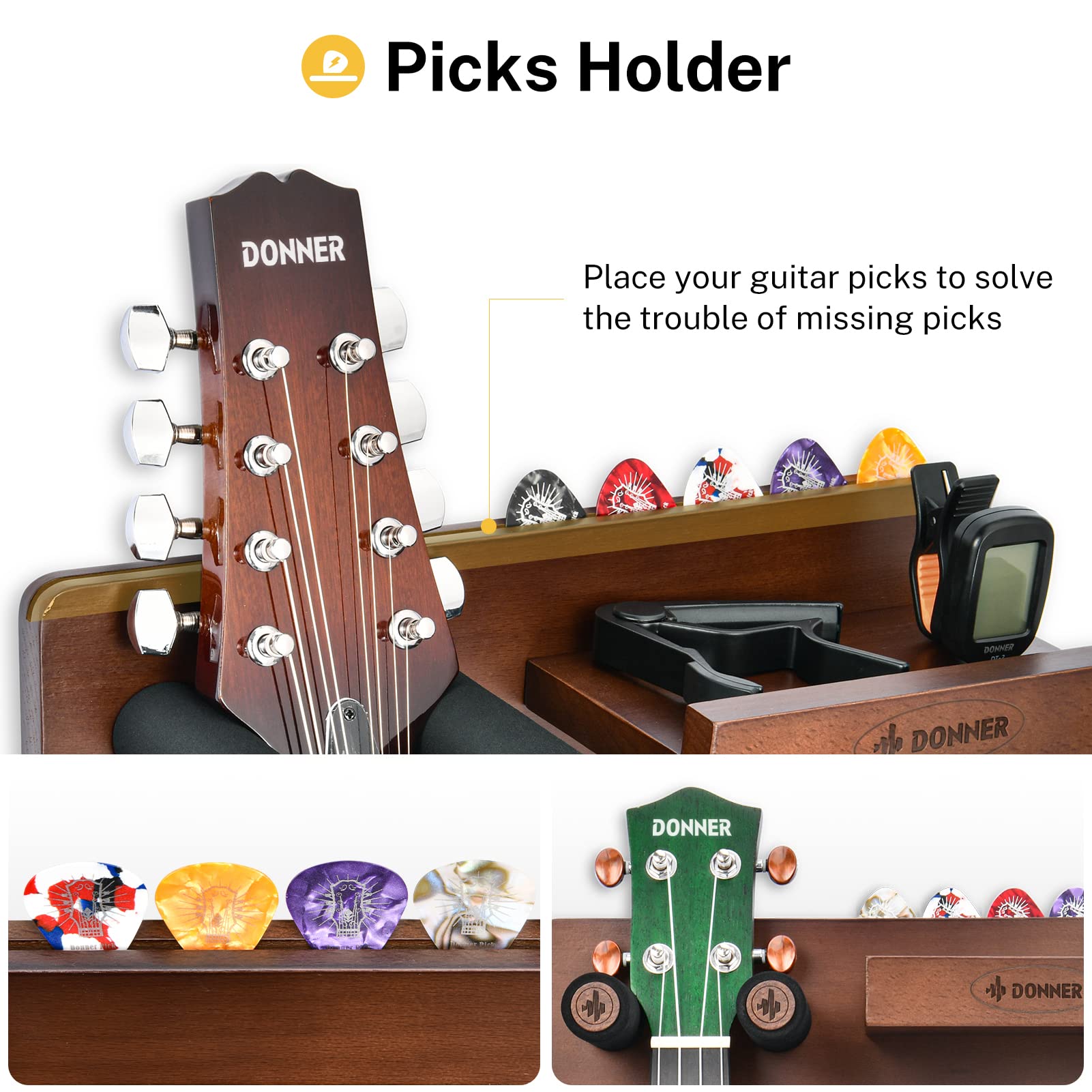 Foto 4 pulgar | Soporte De Pared Para Guitarra Donner Con Almacenamiento Para Guitarra - Venta Internacional.