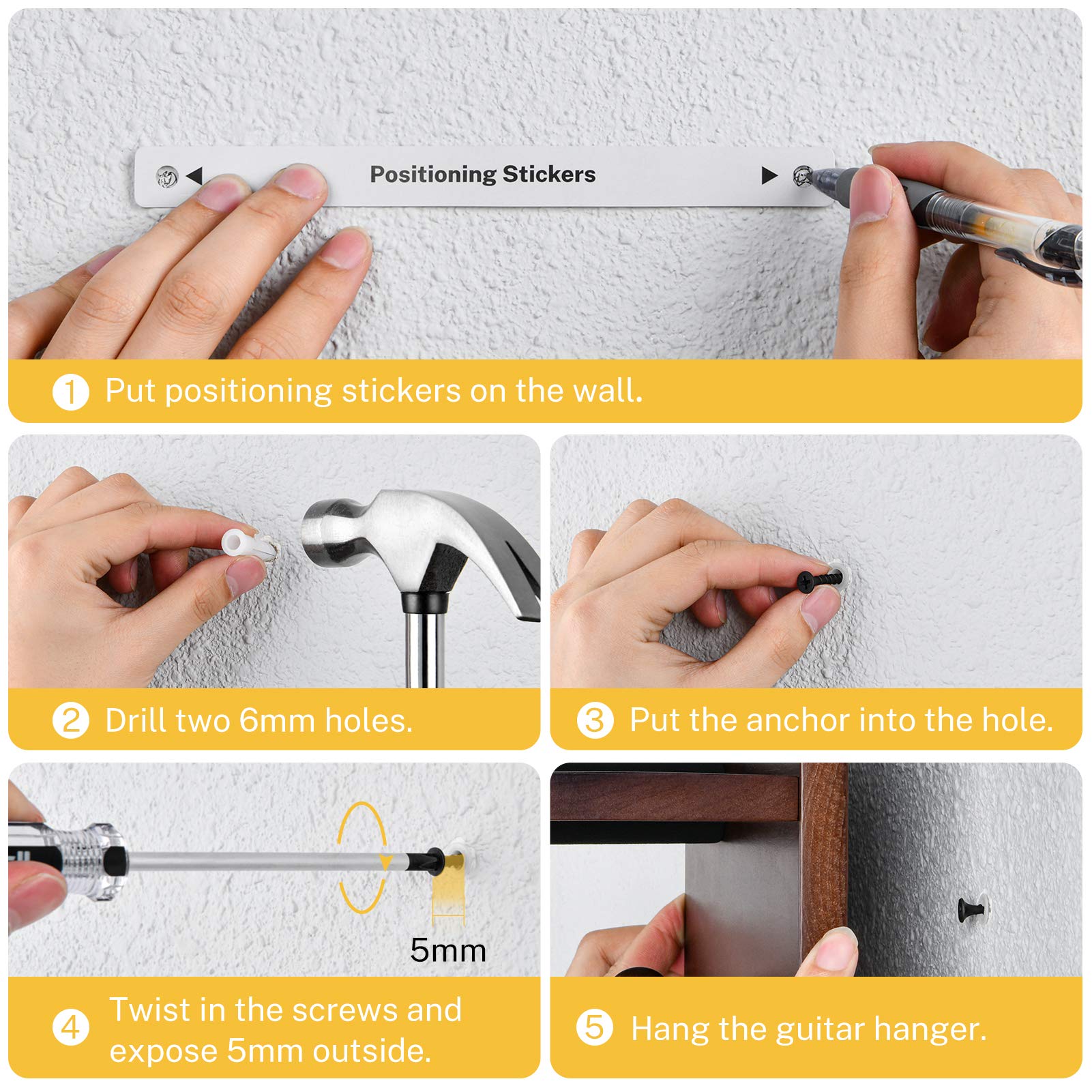 Foto 5 | Soporte De Pared Para Guitarra Donner Con Almacenamiento Para Guitarra - Venta Internacional.
