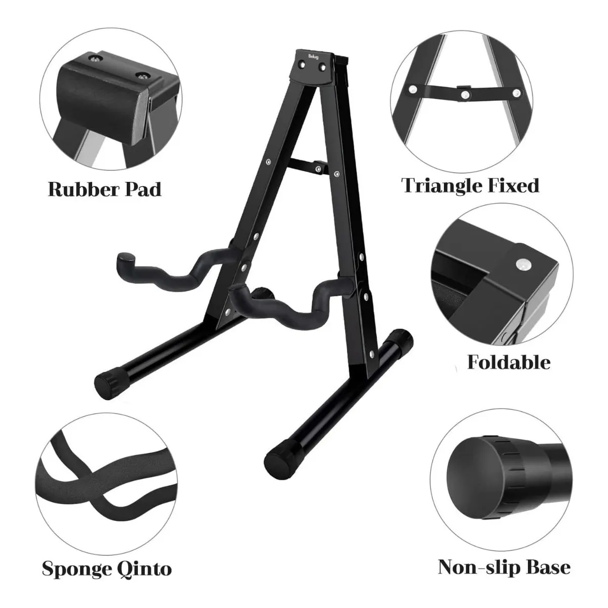Foto 2 | Soporte De Guitarra Belug  De Metal Plegable  Soporte De Base Negro