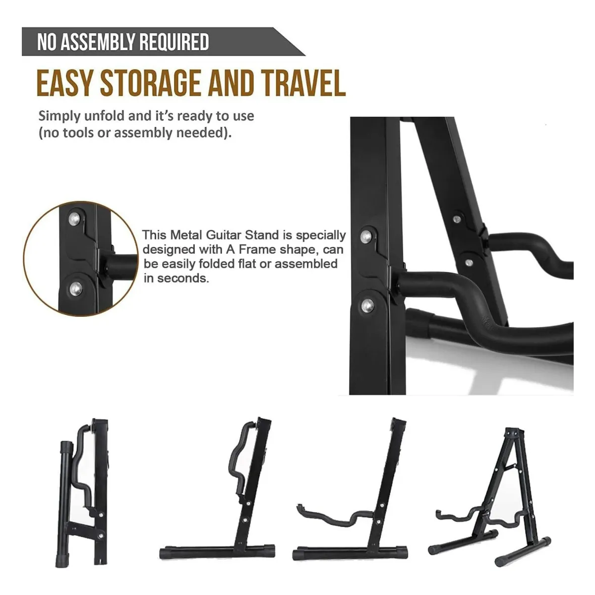 Foto 5 | Soporte De Guitarra Belug  De Metal Plegable  Soporte De Base Negro