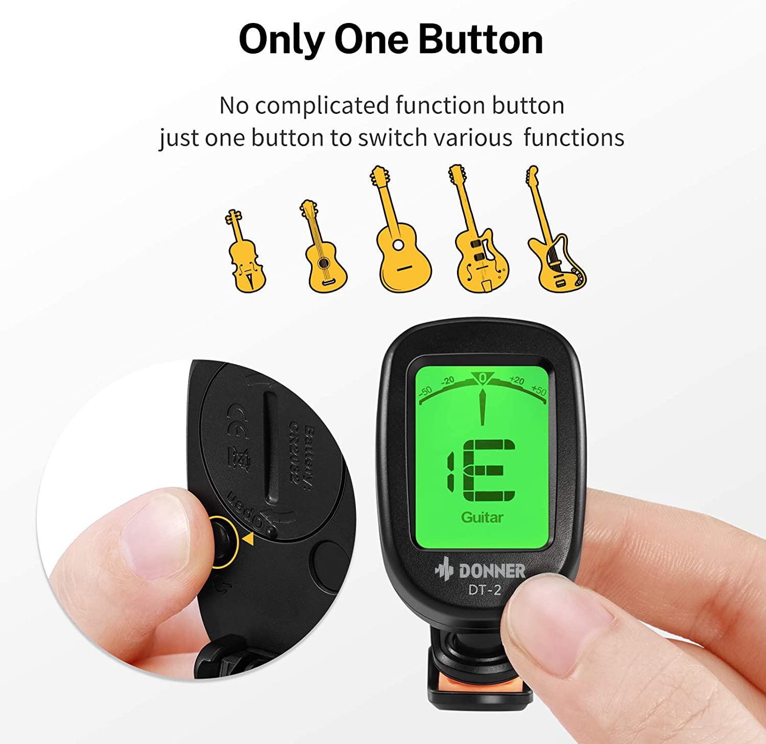 Foto 5 pulgar | Afinador De Guitarra Clip-on Donner Dt-2 Chromatic Para Varios Instrumentos - Venta Internacional.