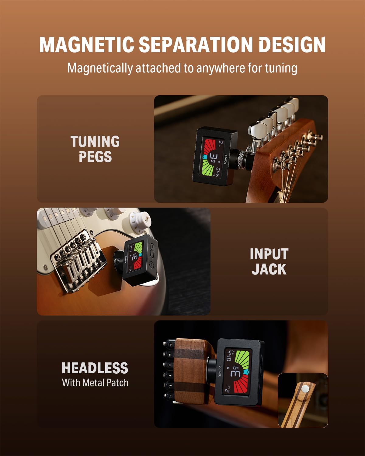 Foto 2 | Afinador De Guitarra Donner Dt-10, Pantalla Lcd Magnética Con Clip, Color Negro - Venta Internacional.