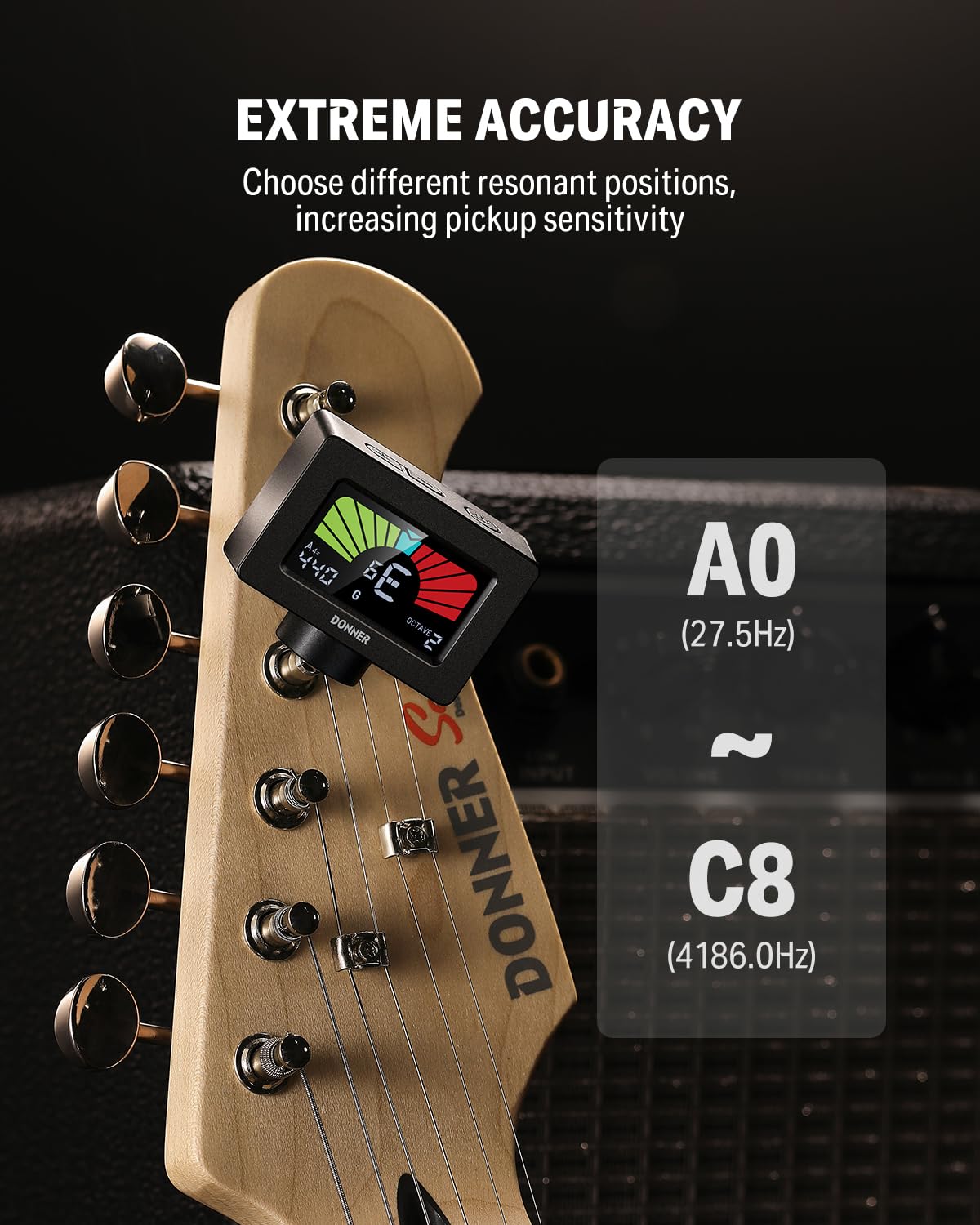 Foto 4 pulgar | Afinador De Guitarra Donner Dt-10, Pantalla Lcd Magnética Con Clip, Color Negro - Venta Internacional.