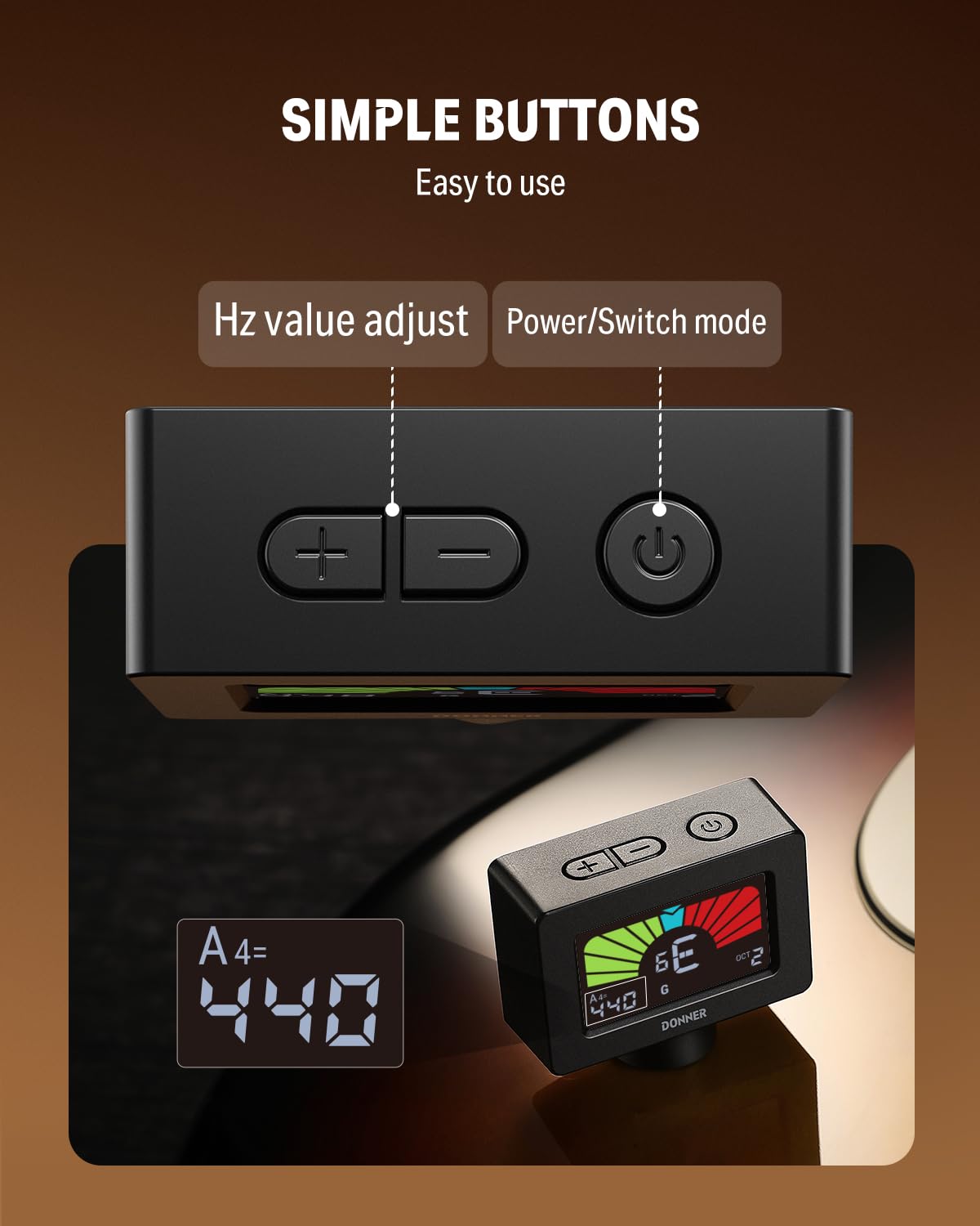 Foto 7 | Afinador De Guitarra Donner Dt-10, Pantalla Lcd Magnética Con Clip, Color Negro - Venta Internacional.
