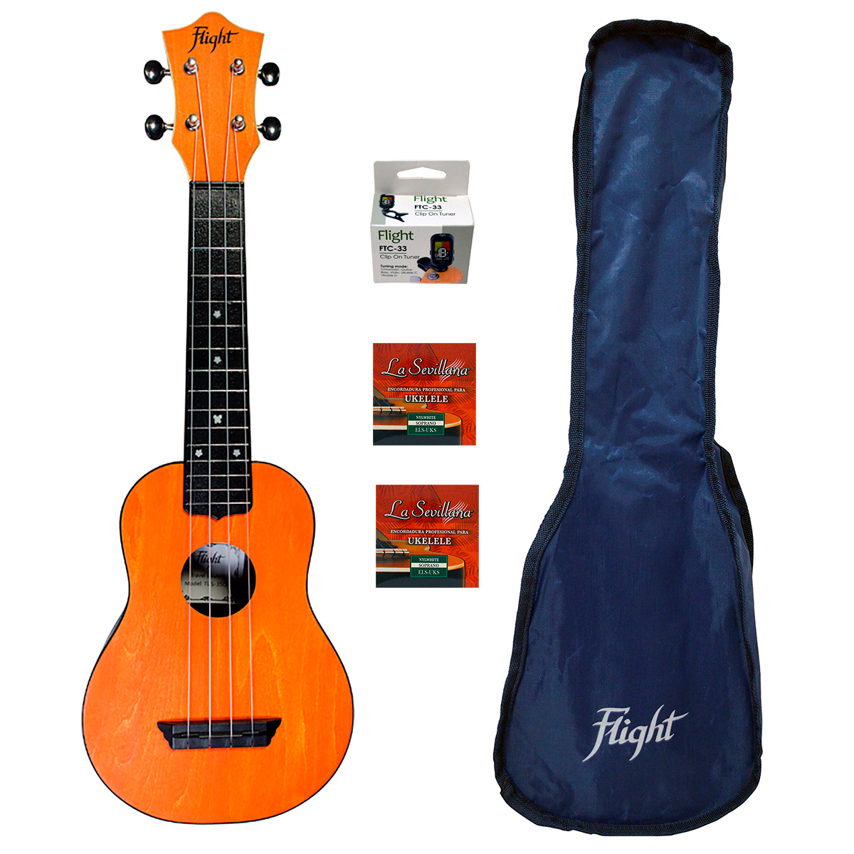 Ukelele Flight Tus35orpak color Marrón con Funda