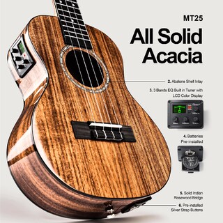 Foto 3 | Ukelele Caramel Glossy All Solid Acacia 26 Tenor Acústico Eléctrico - Venta Internacional.