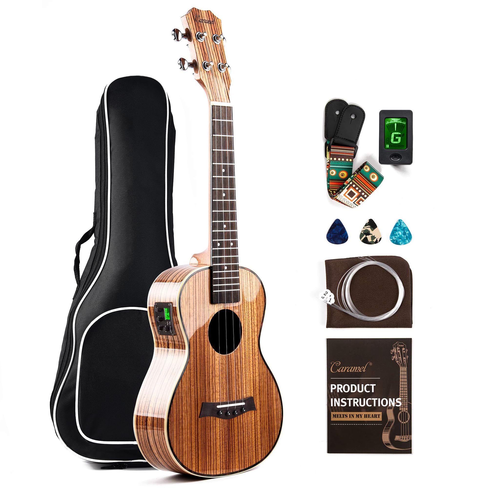 Foto 2 pulgar | Ukelele Caramel Ct103 Zebrawood Tenor Electric De Alto Brillo - Venta Internacional.