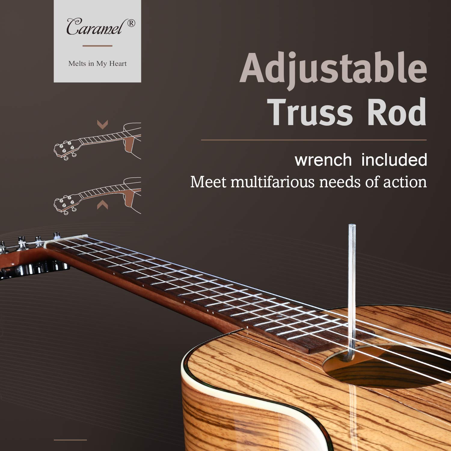 Foto 6 pulgar | Ukelele Caramel Ct103 Zebrawood Tenor Electric De Alto Brillo - Venta Internacional.