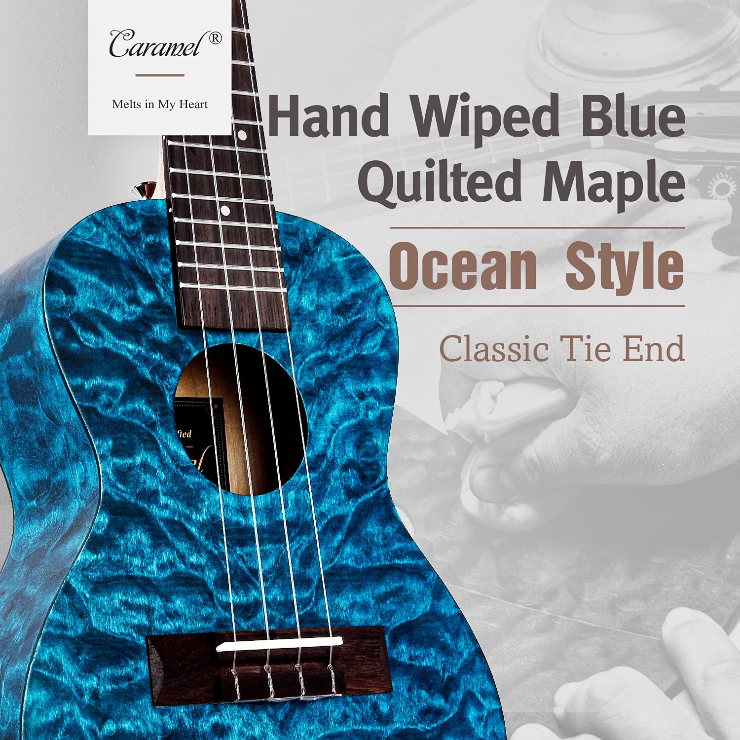 Foto 2 | Ukelele Caramel Mc63 Concert De Arce Azul Acolchado De 23 Pulgadas - Venta Internacional.