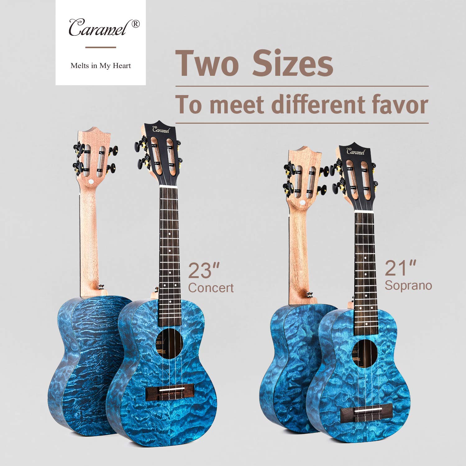 Foto 6 pulgar | Ukelele Caramel Mc63 Concert De Arce Azul Acolchado De 23 Pulgadas - Venta Internacional.