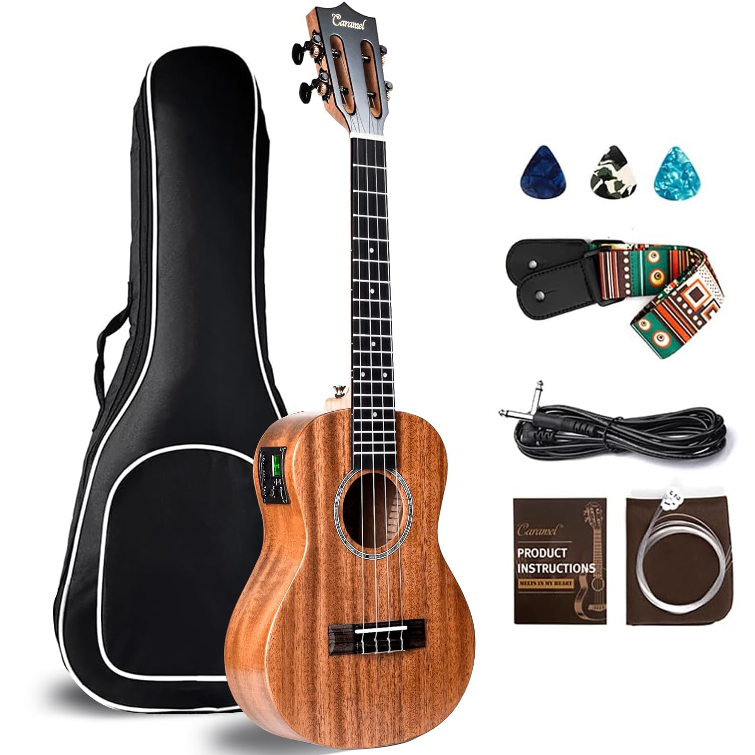 Foto 1 | Ukelele Caramel Ct402, Color Caoba Macizo, Tenor, 26 Pulgadas, Lcd, Eléctrico - Venta Internacional.