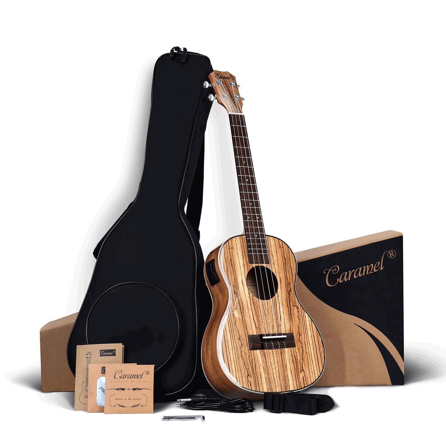 Foto 2 pulgar | Ukelele Eléctrico Caramel Cb103, Madera De Cebra, Barítono, 76 Cm, Pantalla Lcd - Venta Internacional.