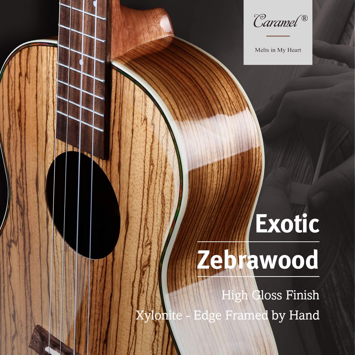 Foto 4 pulgar | Ukelele Eléctrico Caramel Cb103, Madera De Cebra, Barítono, 76 Cm, Pantalla Lcd - Venta Internacional.
