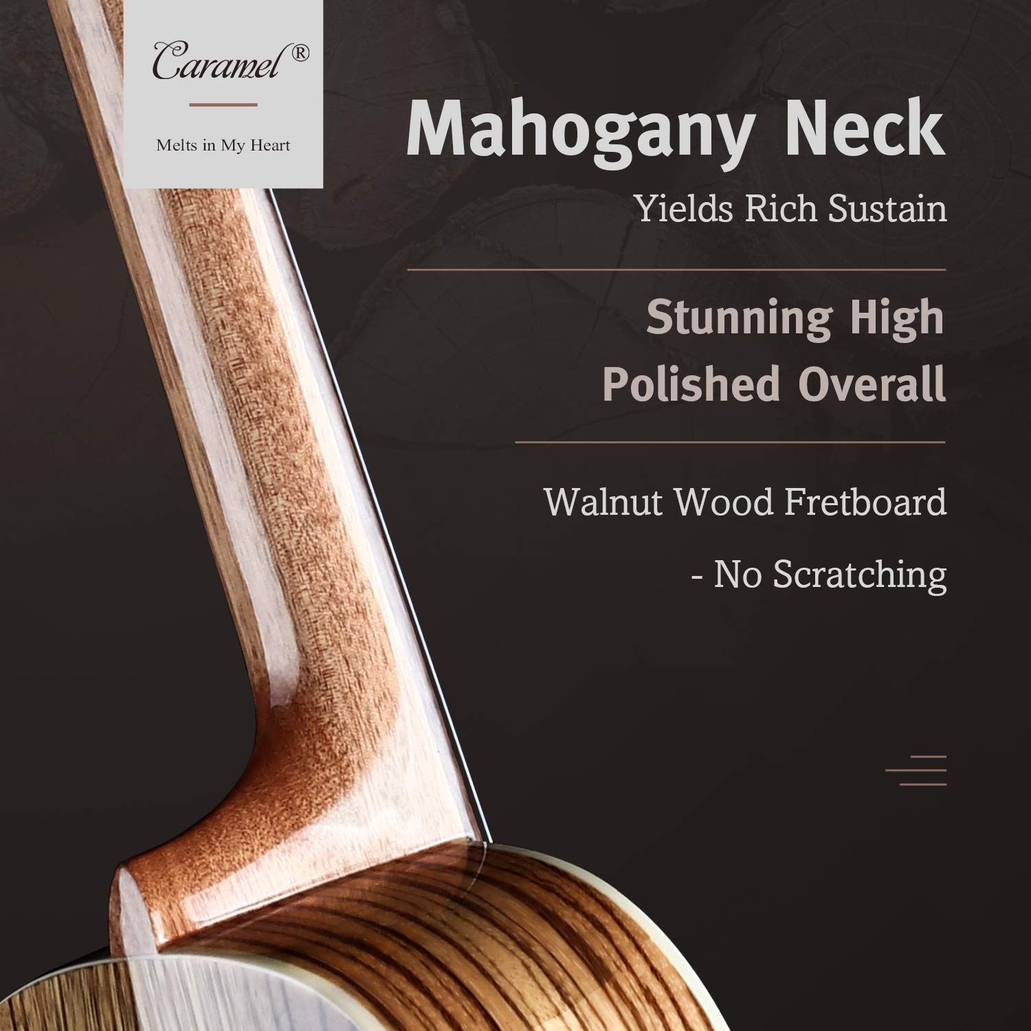 Foto 4 pulgar | Ukelele Caramel Cc103a De Madera De Cebra Brillante De 23 Pulgadas Con Accesorios - Venta Internacional.