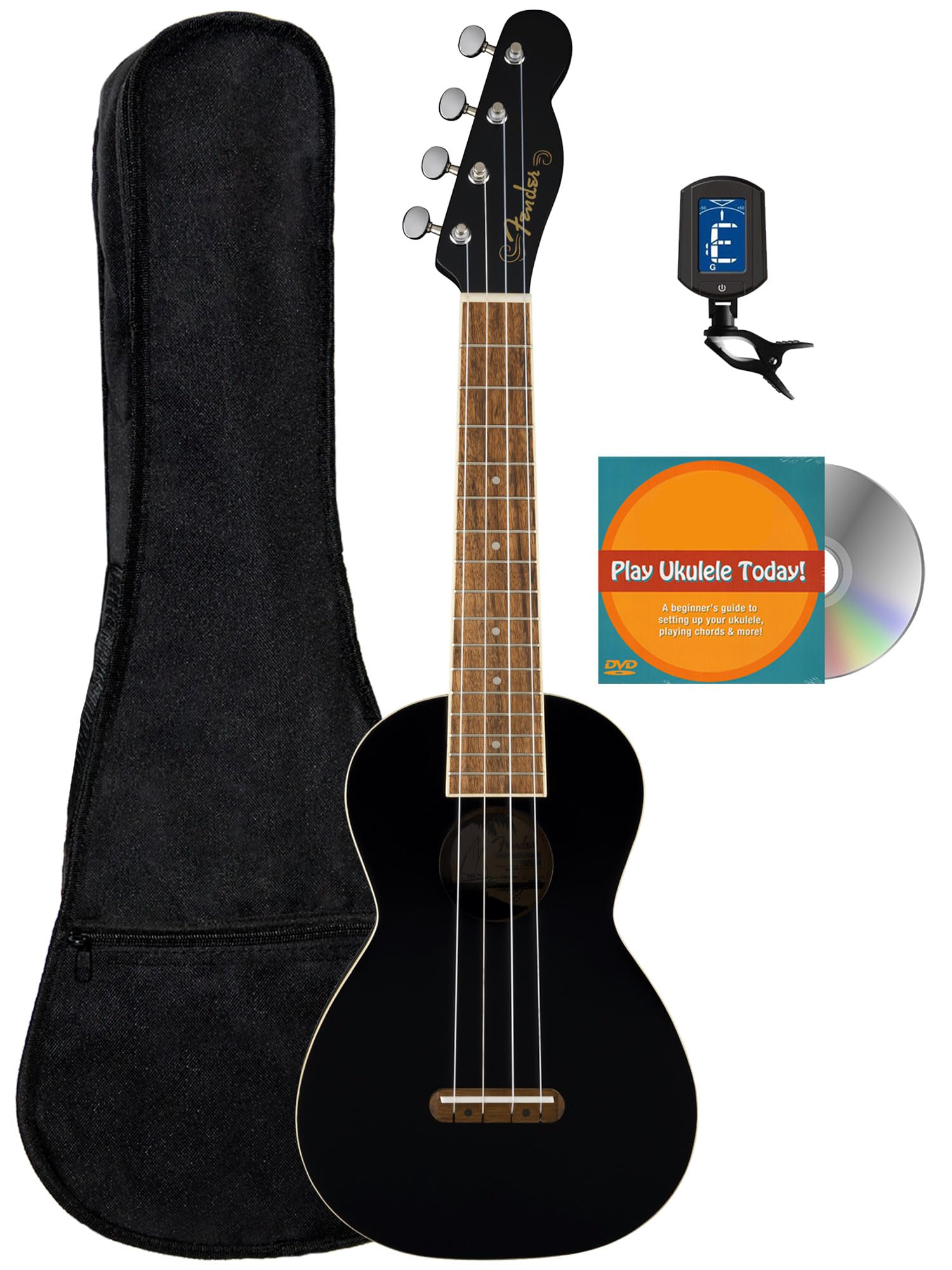 Foto 2 pulgar | Ukelele De Concierto Fender Monterey Black Con Funda, Afinador Y Dv - Venta Internacional.
