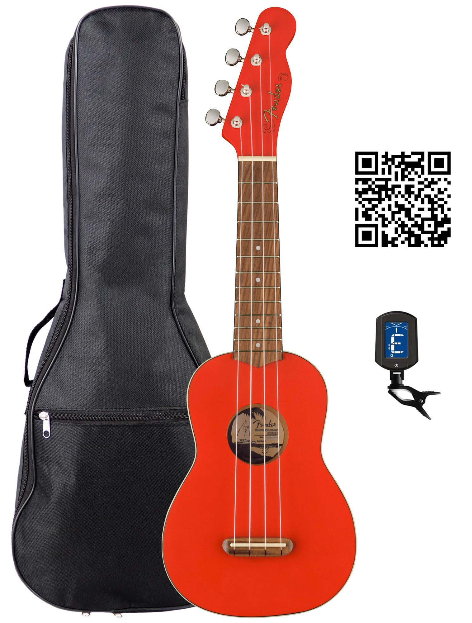 Ukelele Fender Edición Limitada Venice Soprano Fiesta Red - Venta Internacional.