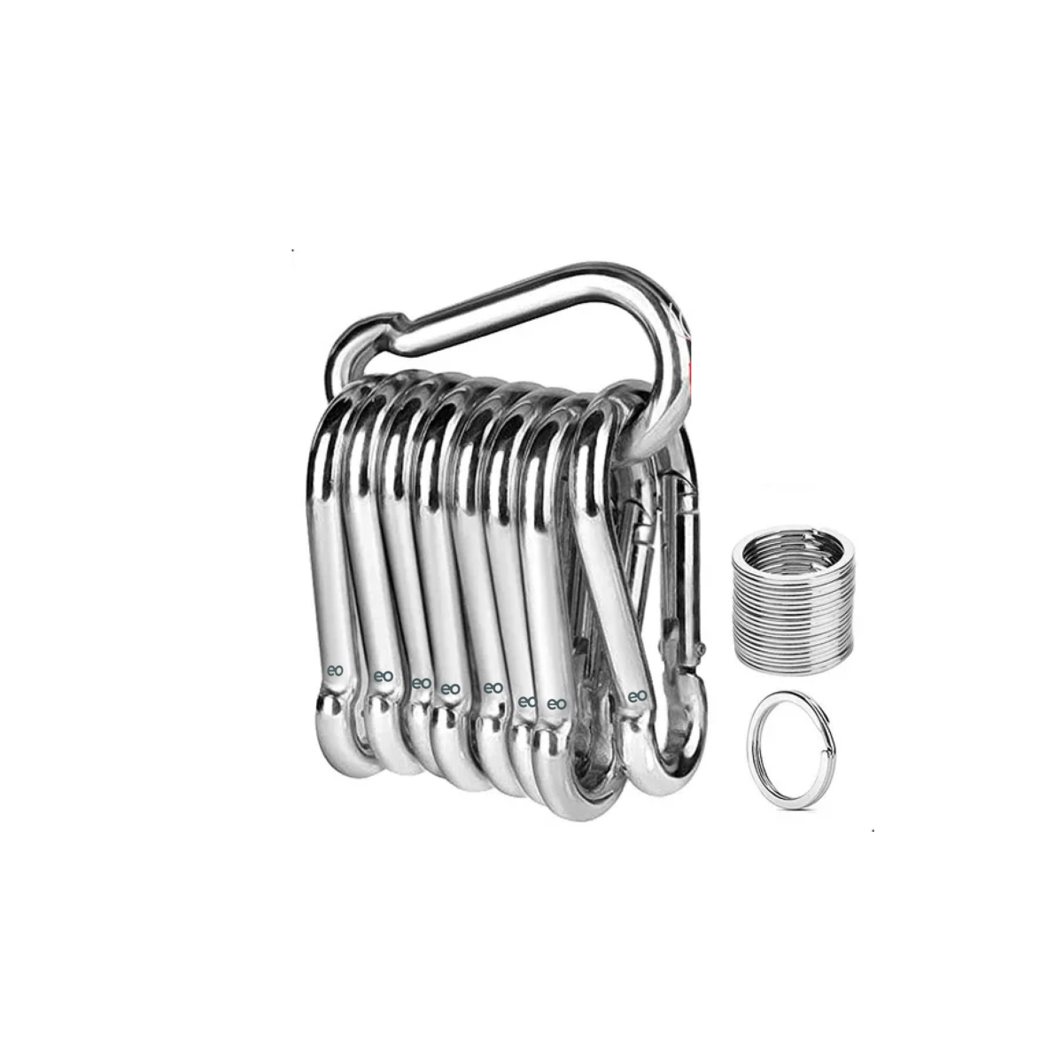 Set 10 Pzs Mosquetones (m8) Gancho Mosquetón De Acero Alpinismo Eo Safe Imports Esi-13634-1 Plata