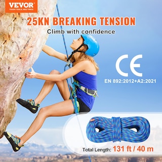 Foto 2 | Cuerda De Escalada Vevor, 10,2 Mm, Dinámica, 40 M, Con Ganchos De Acero, Color Azul - Venta Internacional.