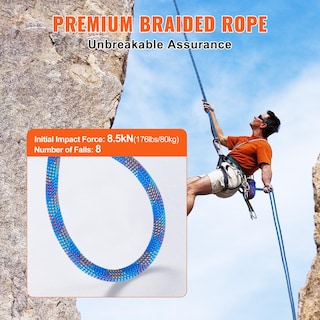 Foto 3 | Cuerda De Escalada Vevor, 10,2 Mm, Dinámica, 40 M, Con Ganchos De Acero, Color Azul - Venta Internacional.
