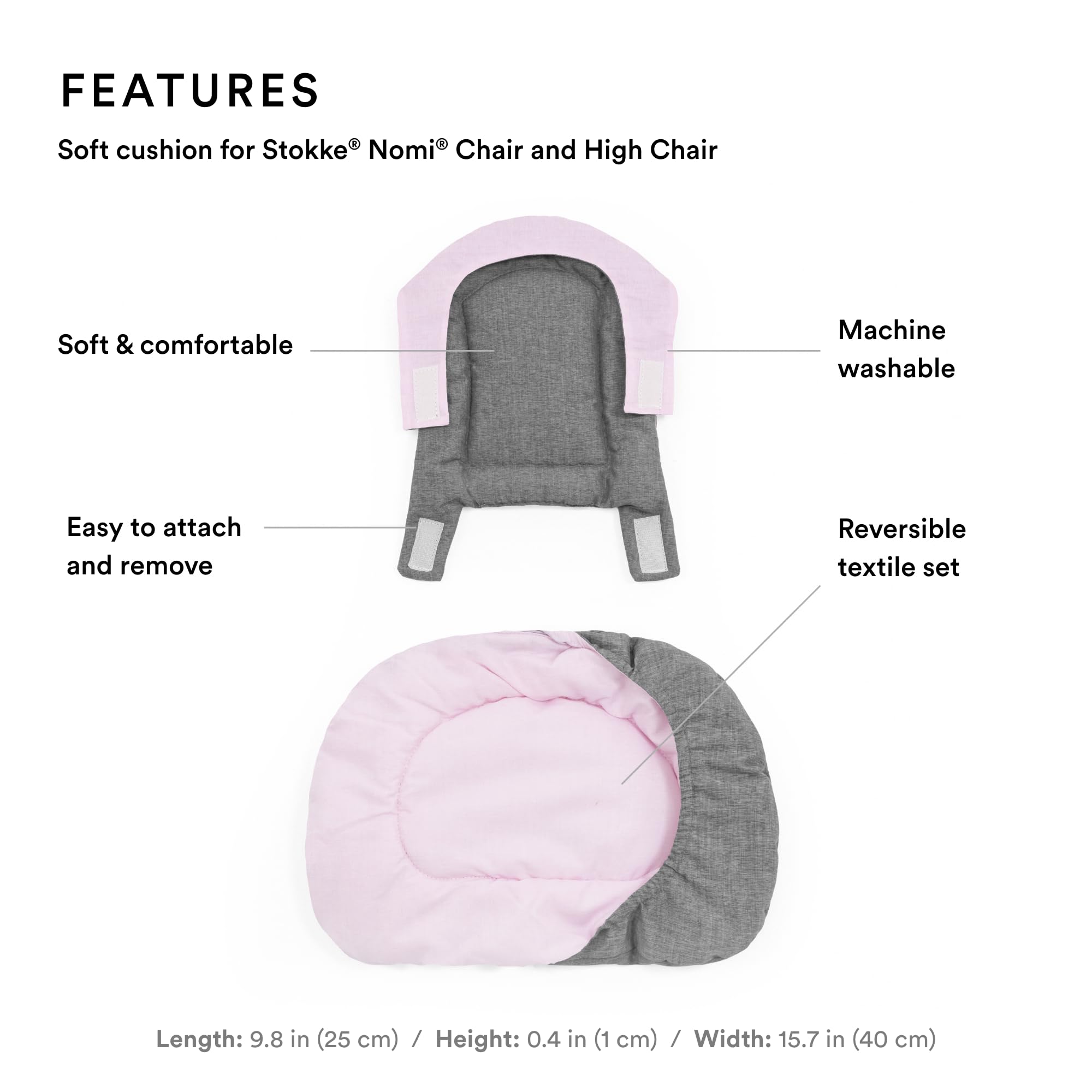 Foto 3 pulgar | Cojín Stokke Nomi Gris Y Rosa Reversible Para Más De 6 Meses - Venta Internacional.