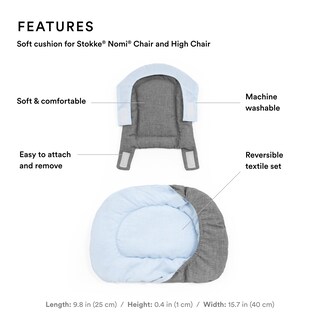 Foto 2 | Cojín Stokke Nomi Gris Y Azul Reversible, Lavable A Máquina - Venta Internacional.