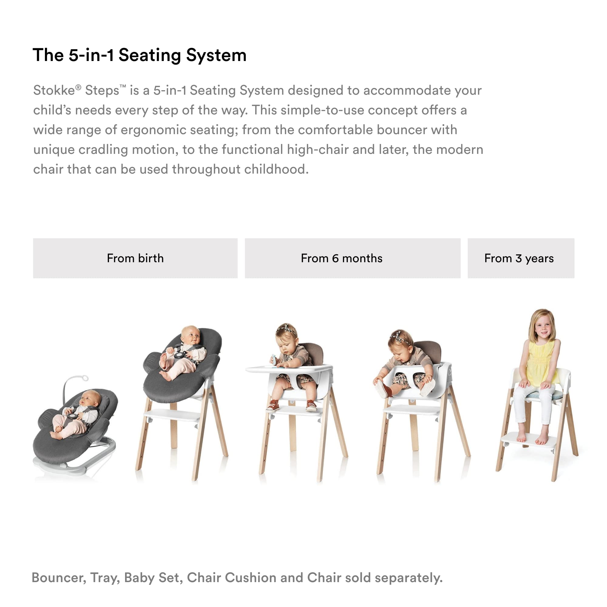 Foto 4 | Set Para Bebé Cushion Stokke Steps De Algodón Gris Espiga - Venta Internacional.