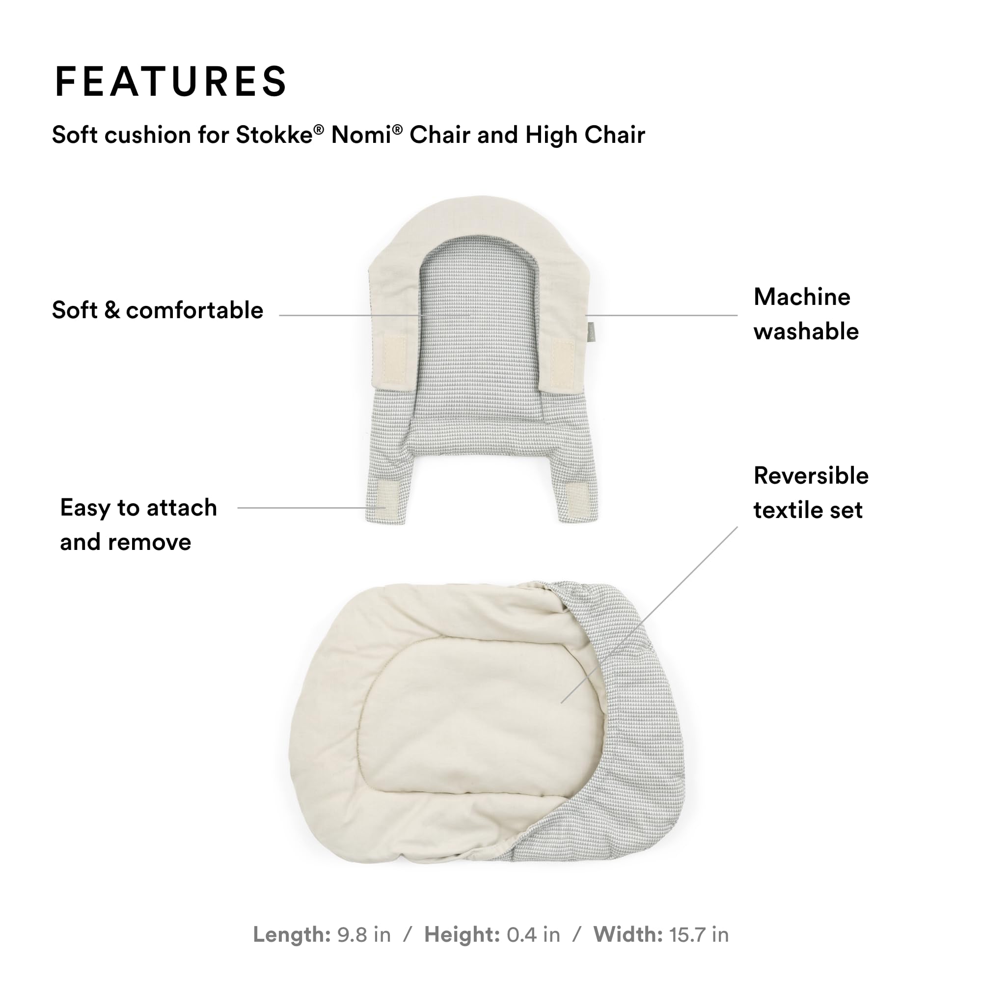 Foto 3 pulgar | Cojín Stokke Nomi Nordic Grey Sand Para Silla Y Trona - Venta Internacional.